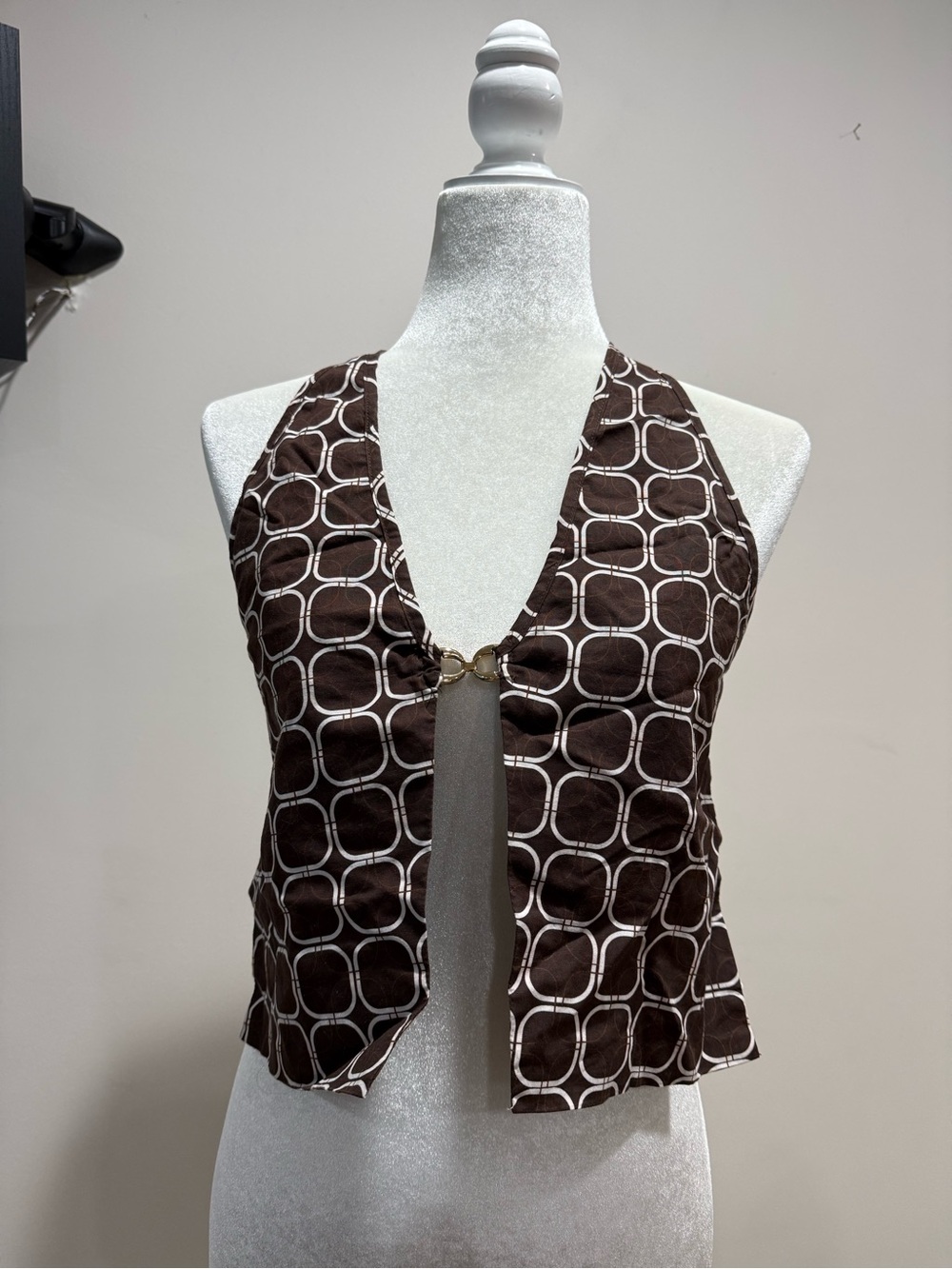 Peppermayo Brown Geometric Halter Tank Top